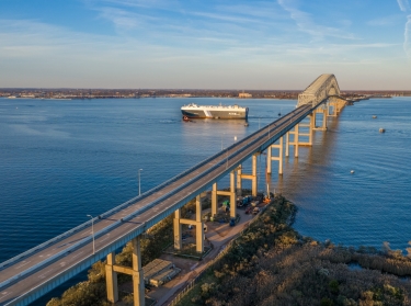  Aerial view of Francis Scott Key Bay bridge over the Patapsco river in Baltimore Maryland. Photo by tamas / Adobe Stock