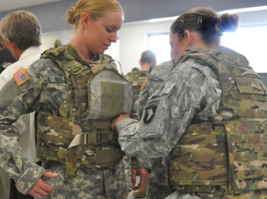 Deploying soldiers test new female body armor prototype