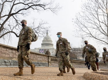 National Guardmen on U.S. Capitol security detail in Washington, DC, January 11, 2021, photo by Master Sgt. Matt Hecht/U.S. Air National Guard