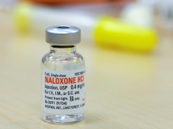 The drug Naloxone on a table during a free Opioid Overdose Prevention Training class provided by Lourdes Hospital in Binghamton, New York, April 5, 2018