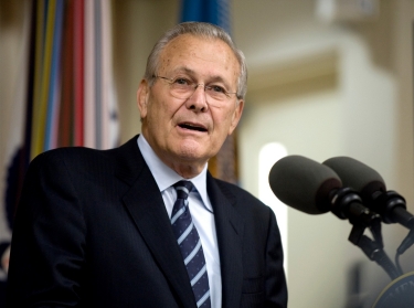 Former Defense Secretary Donald H. Rumsfeld addresses the audience during his portrait unveiling ceremony at the Pentagon, June 25, 2010, photo by Cherie Cullen/U.S. Department of Defense