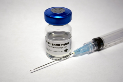 A vial of buprenorphine and a syringe