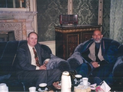 James Dobbins with Hamid Karzai in the Presidential Palace in Kabul, Afghanistan, December 2001
