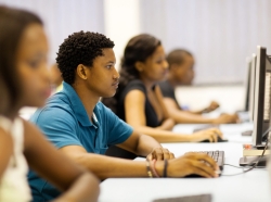 African American students using computers