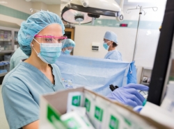 An anesthesiologist works in an operation theater