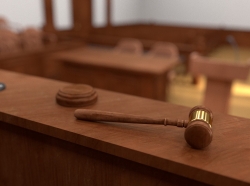A gavel in a courtroom
