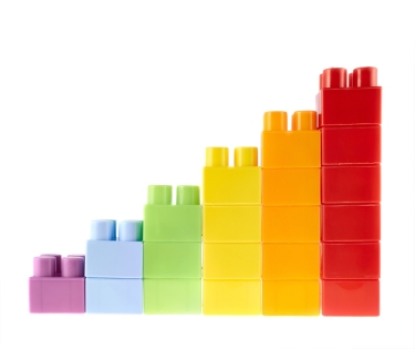 A simple bar chart made of building blocks 
