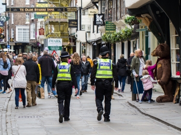 British police on patrol during an increase in security after terrorist threats to the UK, York, UK, July 4, 2017