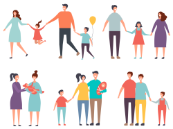 Illustration of traditional and nontraditional families, photo by ONYXprj/Adobe Stock