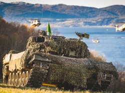 A Norwegian Army Leopard 2A4 main battle tank during the NATO exercise Trident Juncture in Norway, 2018, photo by Ole-Sverre Haugli/Norwegian Armed Forces