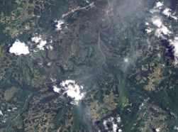 A 2009 satellite image of southern China depicting the aftermath of a landslide