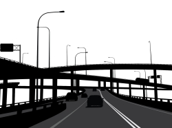 Highway in black and white