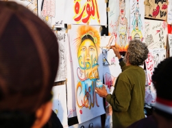 Politicized art in Egypt's Tahrir Square on February 9, 2011