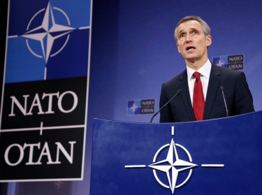 NATO Secretary General Jens Stoltenberg addresses a news conference during a NATO defense ministers meeting in Brussels, February 5, 2015