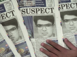 Newspapers from February 2002 display a photo of Ahmed Omar Saeed Sheikh, who was wanted for the kidnapping and murder of U.S. reporter Daniel Pearl
