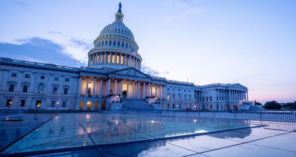 The U.S. Capitol at dusk