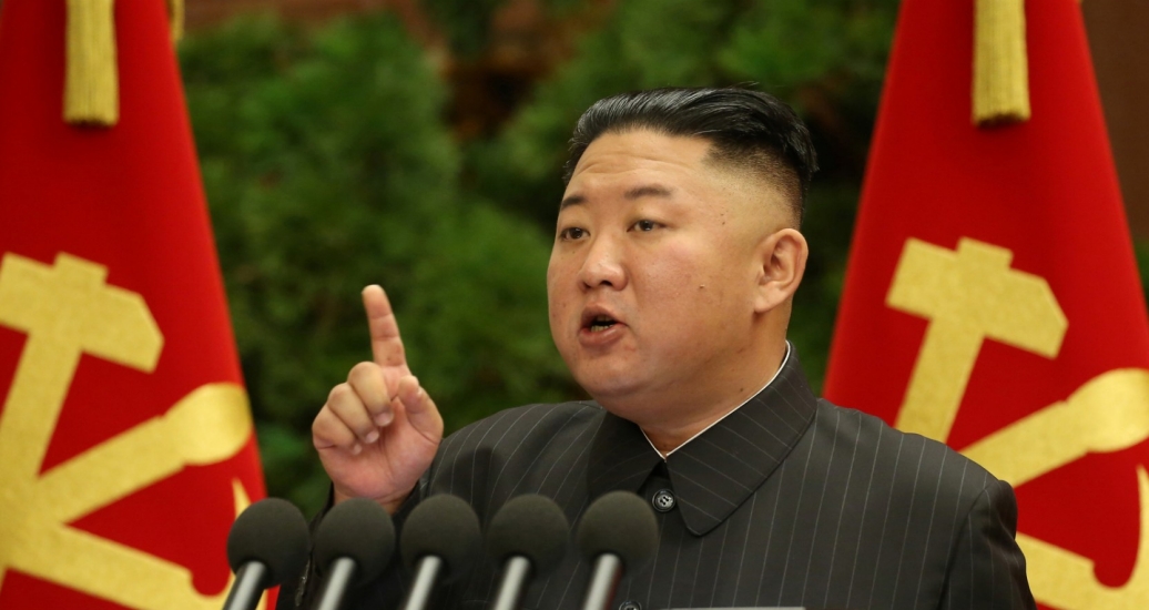 North Korean leader Kim Jong Un speaks during a meeting of the Workers' Party of Korea, in Pyongyang