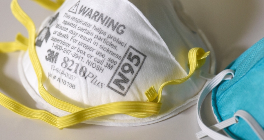 An N95 respirator mask at a laboratory in Maplewood, Minnesota, March 4, 2020