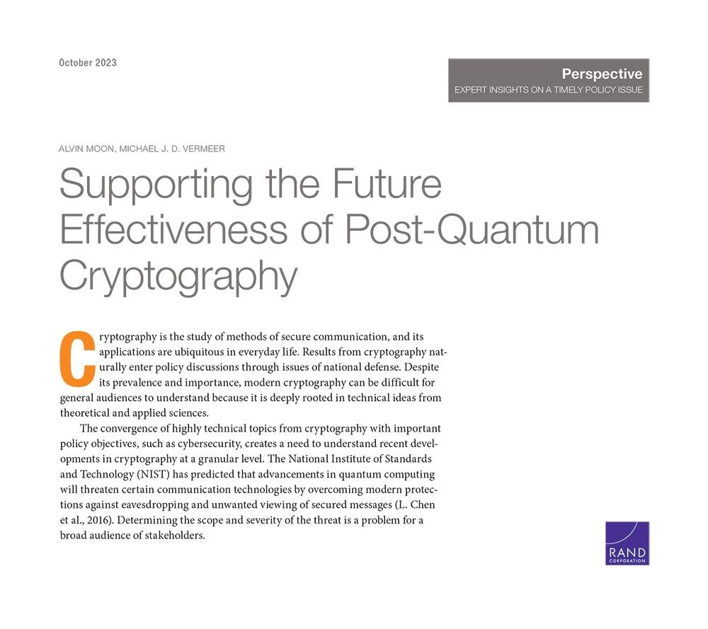 Supporting The Future Effectiveness Of Post-Quantum Cryptography | RAND