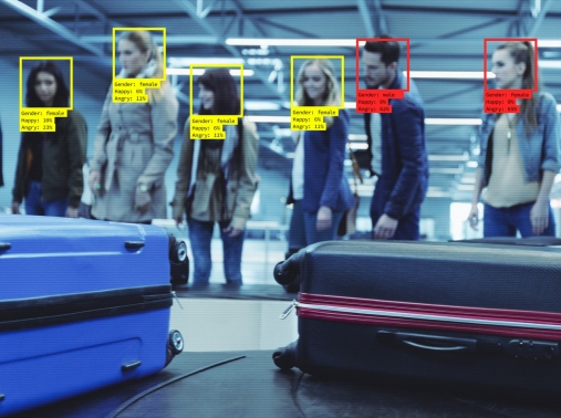 Facial recognition technology being used in an airport