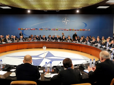 U.S. Defense Secretary Robert M. Gates meets with the other NATO Ministers of Defense and of Foreign Affairs