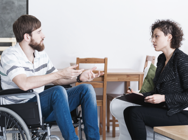 A veteran talks to a counselor 