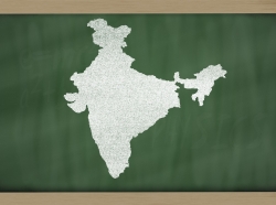 india map on blackboard