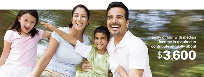 Family of four with median income is required to contribute annually about $3,600.
