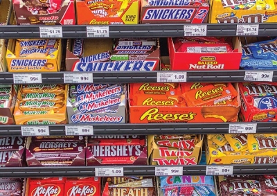 A large selection of candy bars