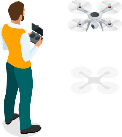 A man pilots a drone