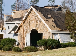 A house damaged by a tornado