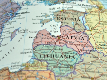 Map of Estonia, Latvia, and Lithuania
