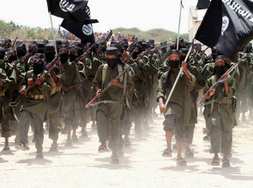 New recruits belonging to Somalia's al-Qaeda-linked al Shabaab group march during a parade at a military training base in Afgoye, Somalia, February 17, 2011