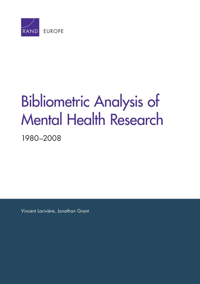 Bibliometric Analysis Of Mental Health Research: 1980–2008 | RAND