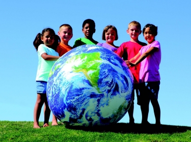 Children with earth ball