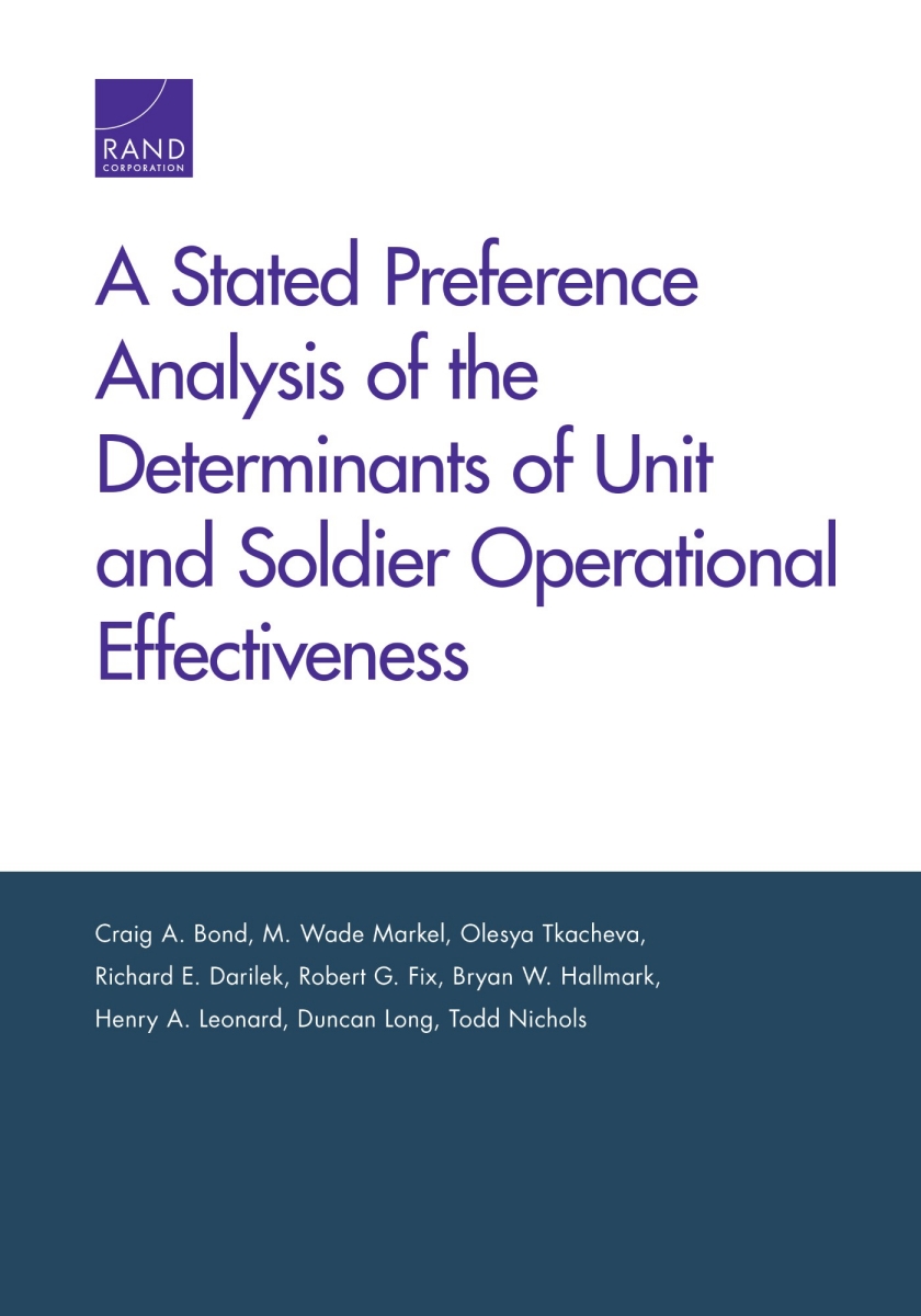 A Stated Preference Analysis of the Determinants of Unit and Soldier ...