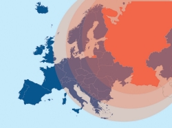 A map depicting Russian influence over Europe