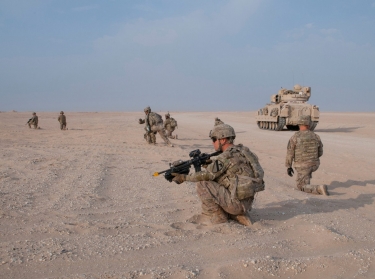 U.S. Army soldiers in an exercise on Udari Range Complex near Camp Buehring, Kuwait, that better prepares them to certify for future deployments, November 2017