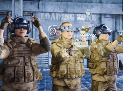 uturistic soldiers wearing virtual reality goggles, photo by Donald Iain Smith/Getty Images