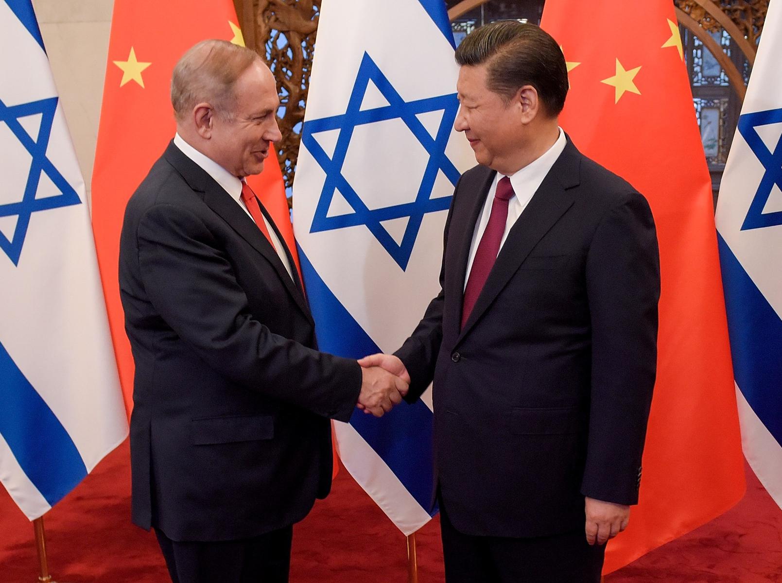 Xi Jinping with Prime Minister Benjamin Netanyahu of Israel