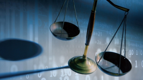 Equations and formulas behind scales of justice, images by monsitj and DNY59/Getty Images