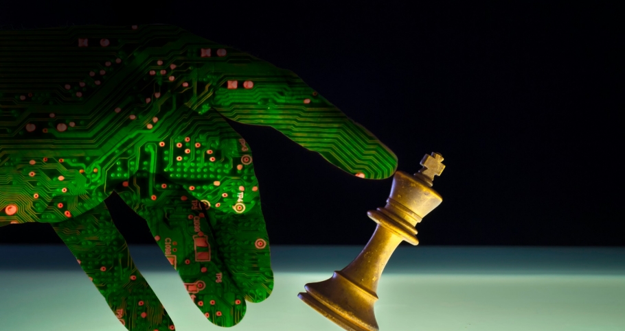 Concept of artificial intelligence winning at chess