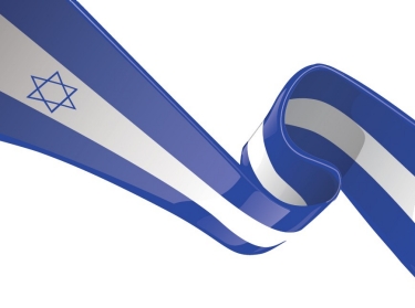 Israel's flag on a ribbon