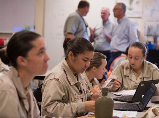 Cadets from Class 18-2 at the Idaho Youth ChalleNGe Academy work on assignments during one of their classes in Pierce, Idaho on Sept. 10, 2018, photo by Master Sgt. Becky Vanshur/U.S. Air National Guard