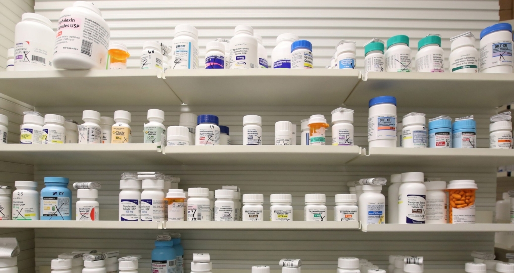 Bottles of drugs on the shelf at the Rock Canyon Pharmacy, in Provo, Utah, May 9, 2019