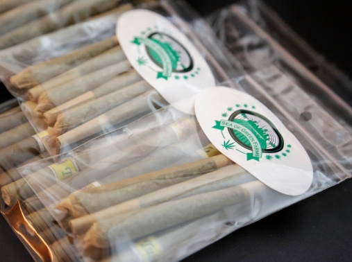 Pre-rolled marijuana joints are pictured at the Sea of Green Farms in Seattle, Washington, June 30, 2014