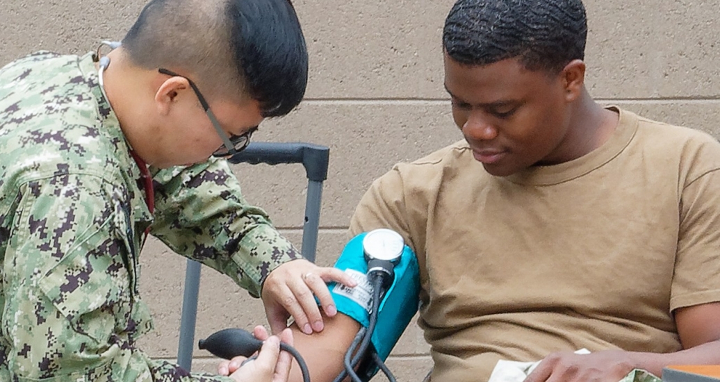 A blood pressure check at Naval Base San Diego
