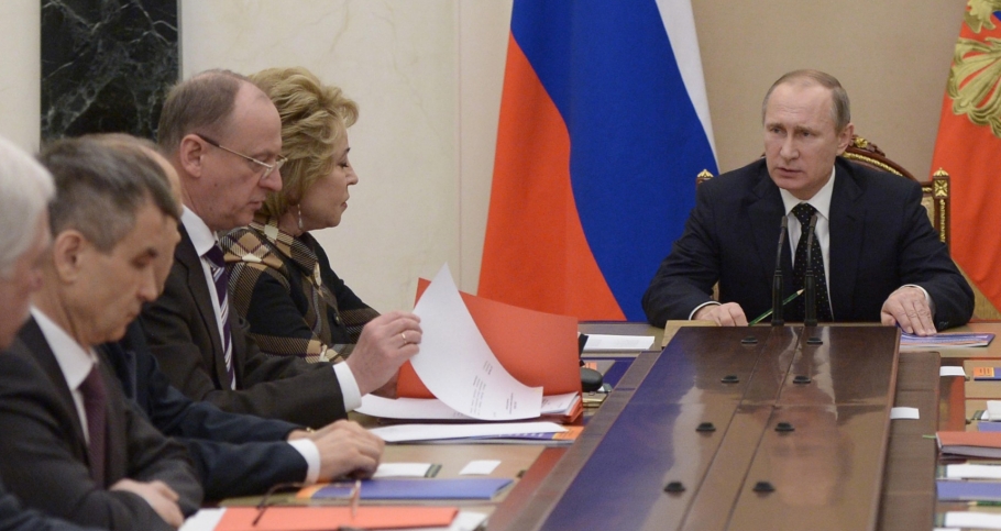 Russia's President Vladimir Putin holds a meeting with the Russian Security Council