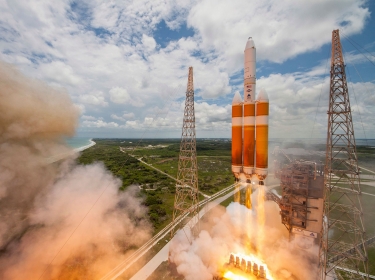 A United Launch Alliance Delta IV-Heavy rocket lifts off from Space Launch Complex 37B