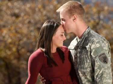 young soldier with wife
